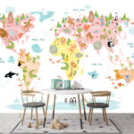 Fotobehang Kaart van afrika met dieren