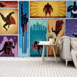 Fotobehang Verzameling superheldenposters