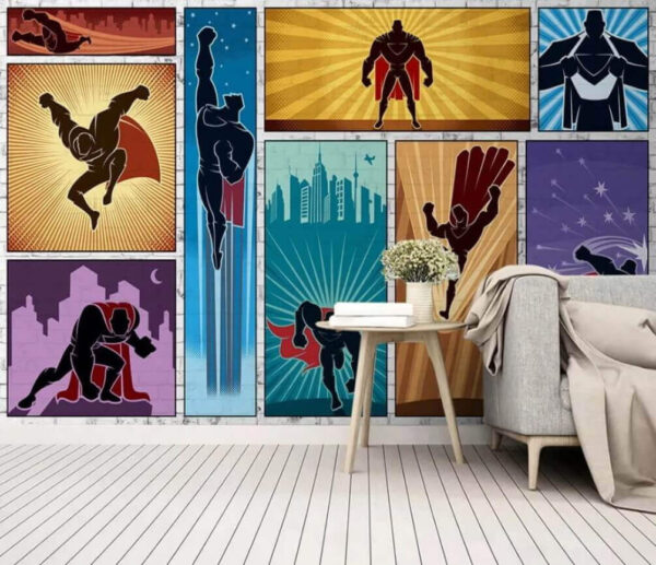 Verzameling superheldenposters Fotobehang Verzameling superheldenposters