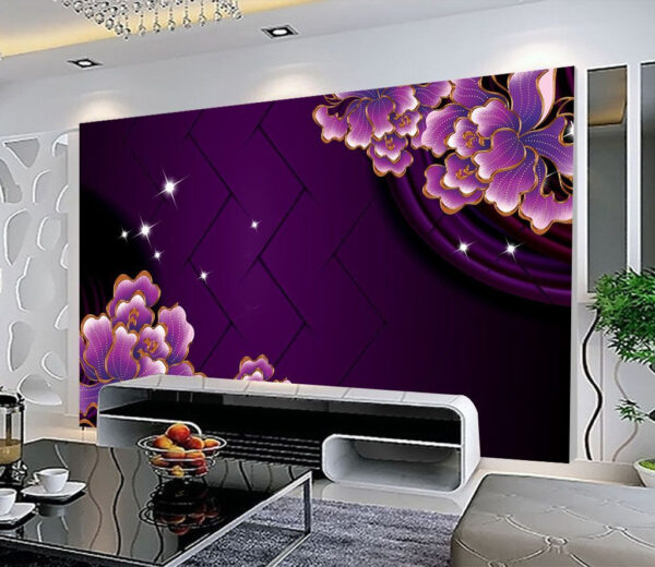 Prachtige bloemen op een levendige achtergrond Fotobehang Prachtige bloemen op een levendige achtergrond
