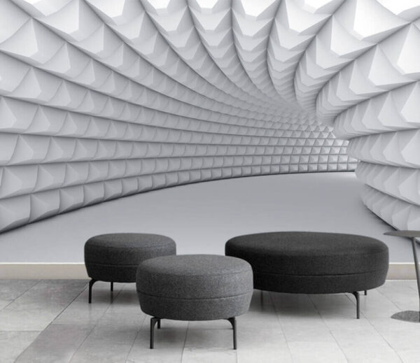 Futuristisch geometrisch tunnelontwerp Fotobehang Futuristisch geometrisch tunnelontwerp