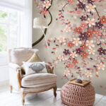 Fotobehang Boom met bloemen erop