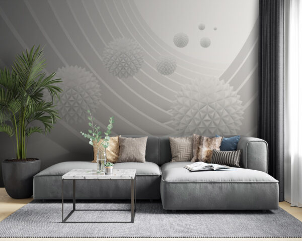 Witte bollen in een witte kamer Fotobehang Witte bollen in een witte kamer