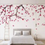Fotobehang Boom met roze bloemen