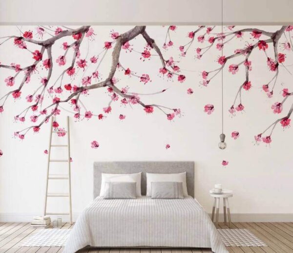 Boom met roze bloemen Fotobehang Boom met roze bloemen
