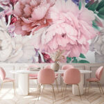 Fotobehang Bloemenpatroon met aquarelbloemen.