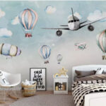 Fotobehang Blauw-witte zeppelin
