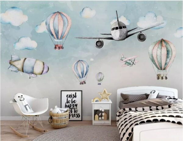 Blauw-witte zeppelin Fotobehang Blauw-witte zeppelin