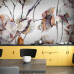 Fotobehang Patroon van katoenen bloemen