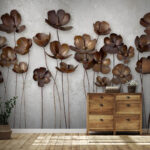 Fotobehang Groep bruine bloemen