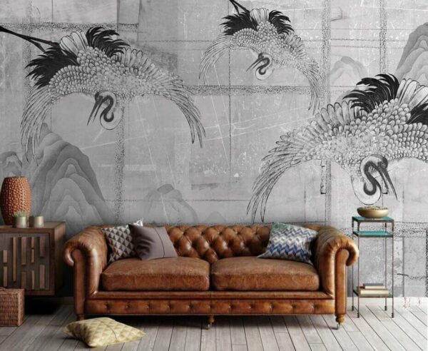 Fotobehang Fotobehang Zwart-wit afbeelding van vogels (Artikelnummer: u25455)