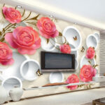 Fotobehang Rozen en vlinders in harmonie