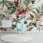 Fotobehang Patroon van bloemen en bladeren