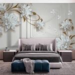Fotobehang Witte bloem op een bord