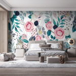 Fotobehang Patroon van bloemen en bladeren
