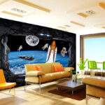 Fotobehang Space shuttle en astronauten in de ruimte