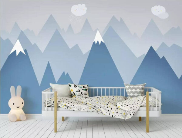 Bergketen met een wolk en een wolk erboven Fotobehang Bergketen met een wolk en een wolk erboven