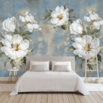 Fotobehang Groep witte bloemen