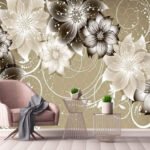 Fotobehang Abstract bloemenpatroon met wervelingen