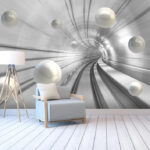 Fotobehang Witte bal op een wit oppervlak