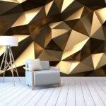 Fotobehang Gefacetteerd geometrisch patroon in brons.