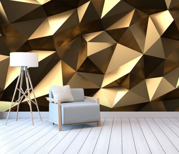 Gefacetteerd geometrisch patroon in brons Fotobehang Gefacetteerd geometrisch patroon in brons