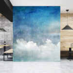 Fotobehang Blauwe en witte achtergrond