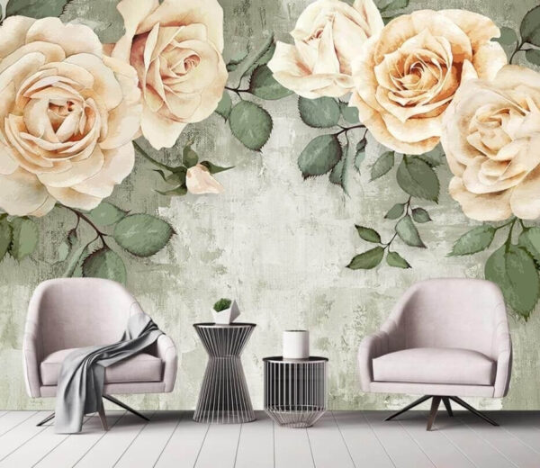 Elegante rozen met gestructureerde achtergrond Fotobehang Elegante rozen met gestructureerde achtergrond