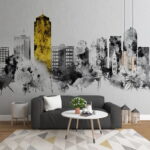 Fotobehang Zwart-wit stadslandschap