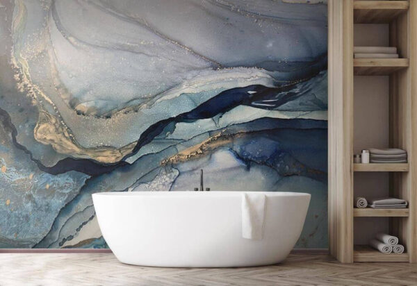 Wervelende tinten blauw en beige Fotobehang Wervelende tinten blauw en beige