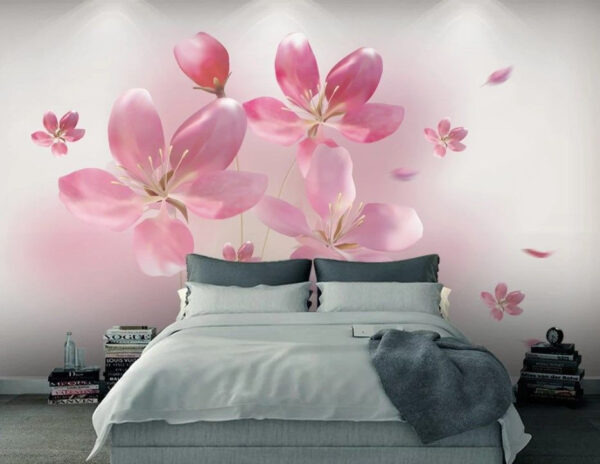 Groep roze bloemen Fotobehang Groep roze bloemen