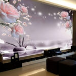 Fotobehang Serene bloemen boven rustig water.