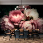 Fotobehang Roze rozen in zachte bloei