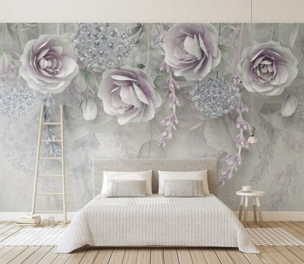 Elegante rozen in monochrome tinten Fotobehang Elegante rozen in monochrome tinten