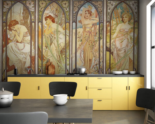 Groep vrouwen in art nouveau-stijl Fotobehang Groep vrouwen in art nouveau-stijl
