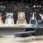 Fotobehang Tafel met dieren erop