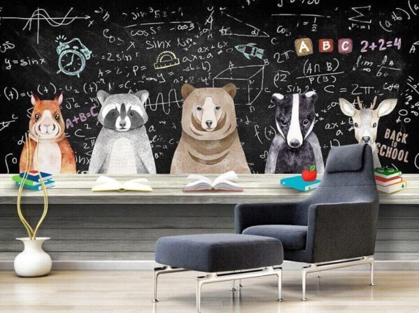 Tafel met dieren erop Fotobehang Tafel met dieren erop