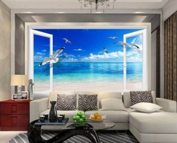 Vliegende vogel in de lucht Fotobehang Vliegende vogel in de lucht
