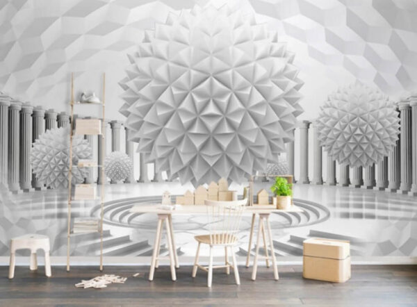 Witte bol met zuilen en treden Fotobehang Witte bol met zuilen en treden