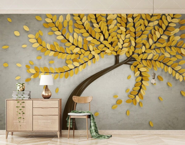 Boom met gele bladeren Fotobehang Boom met gele bladeren