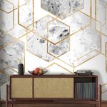Fotobehang Elegant ontwerp met hexagonaal marmerpatroon