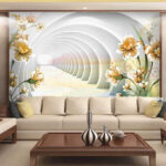 Fotobehang Bloemenpatronen met tunnel illusie.