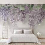 Fotobehang Lavendelbloesems hangen sierlijk naar beneden.
