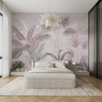 Fotobehang Botanisch ontwerp met pastelkleurige bladeren.
