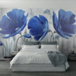 Fotobehang Levendige blauwe bloemen in bloei
