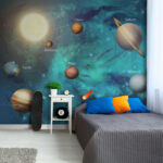 Fotobehang Blauwe planeet in de ruimte