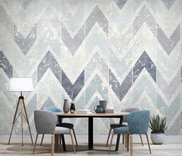 Patroon van blauwe en witte chevrons Fotobehang Patroon van blauwe en witte chevrons