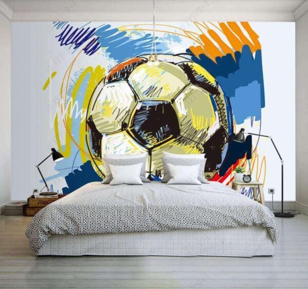 Levendige voetbalillustratie Fotobehang Levendige voetbalillustratie