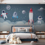 Fotobehang Aquarel van een astronaut