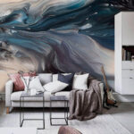 Fotobehang Vloeiende golven van kleur en textuur